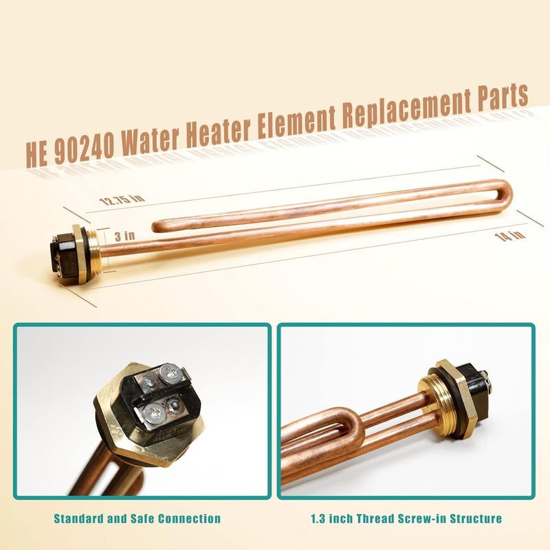 Lisnhlin ترقية عنصر التسخين HE 90240، عبوة 3، متوافقة مع سخانات المياه بدون خزان Ecosmart ECO 18/24/27/36، Rheem، Richmond، Eemax. 240 فولت، 9 كيلو واط/18 كيلو واط/27 كيلو واط/36 كيلو واط، عنصر سخان المياه RC04709024S - Image 2